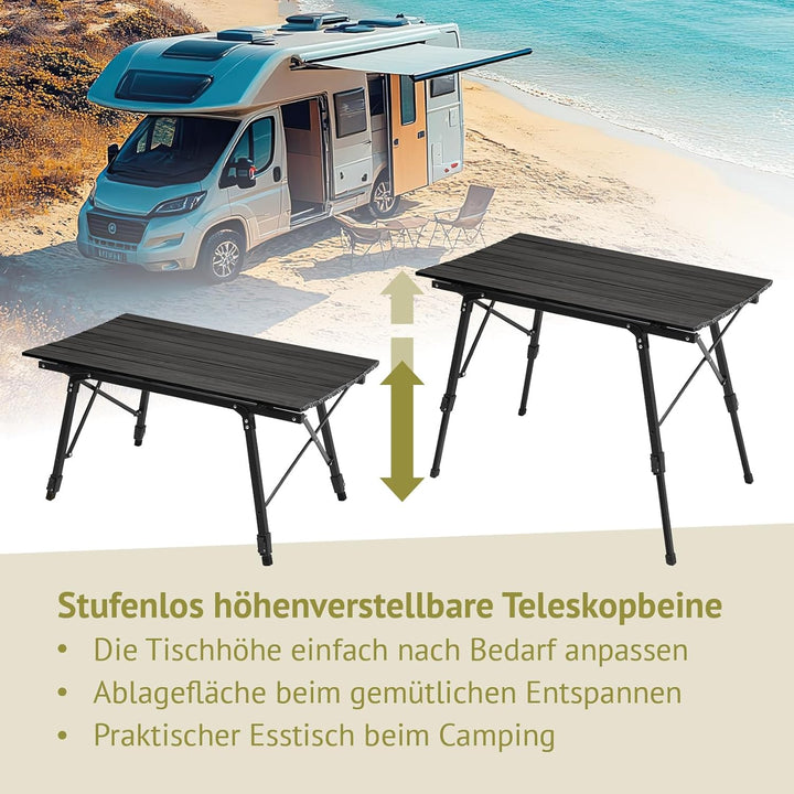 Campingtisch klappbar höhenverstellbar Falttisch tragbar Aluminium inkl. Tragetasche Outdoortisch we