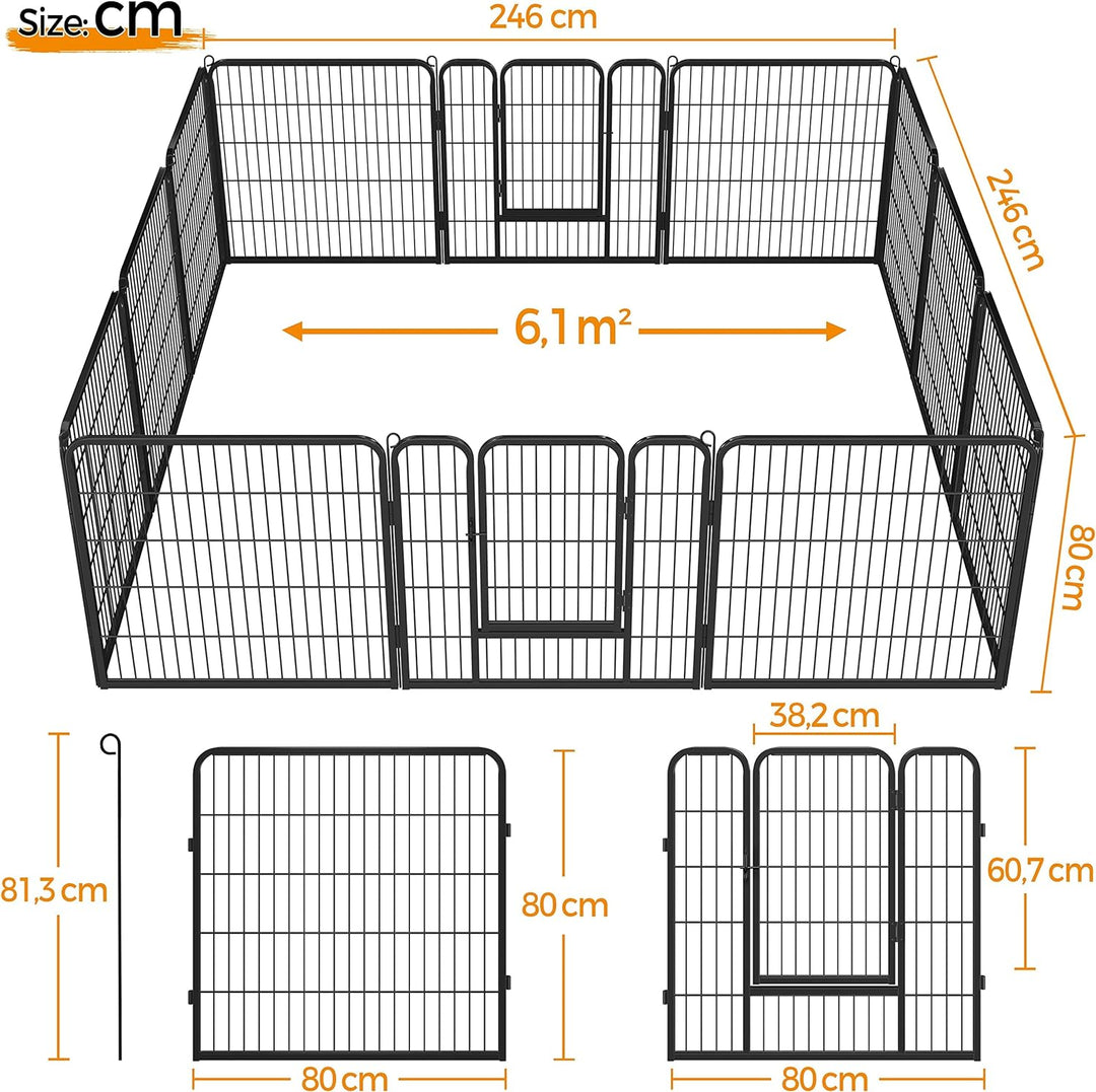 Yaheetech 12 eckig Welpenlaufstall Tierlaufstall Freigehege Welpenauslauf Hunde Laufstall 80cm hoch