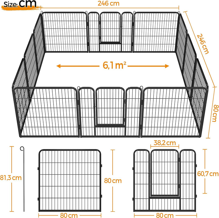 Yaheetech 12 eckig Welpenlaufstall Tierlaufstall Freigehege Welpenauslauf Hunde Laufstall 80cm hoch