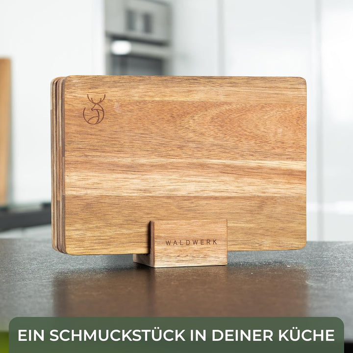 WALDWERK Frühstücksbrettchen 5er Set (23 x 16 x 1 cm) aus massiver Akazie - Frühstücksbrettchen Holz