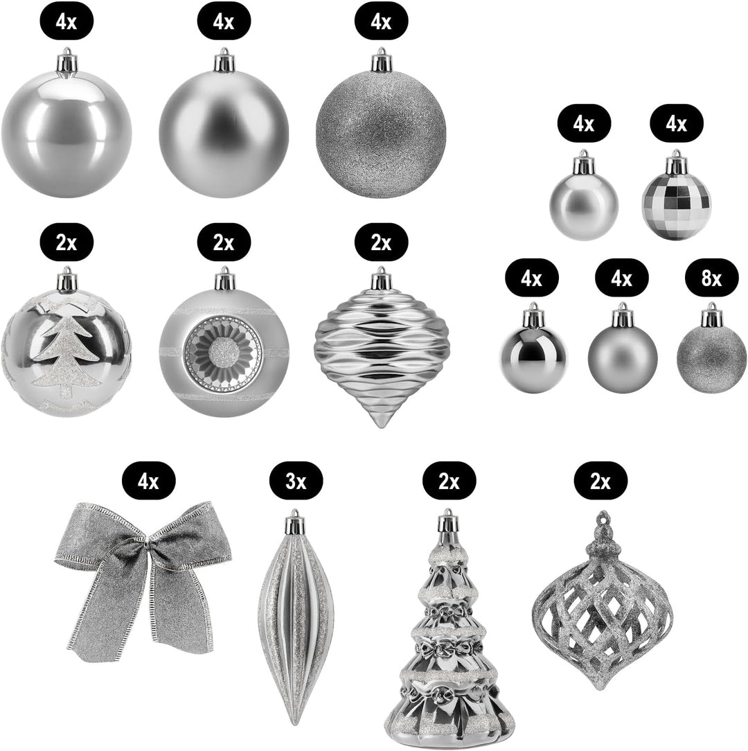 com-four® 51x Weihnachtskugeln, Christbaumkugeln bruchsicher aus Kunststoff für Weihnachten, Baumsch