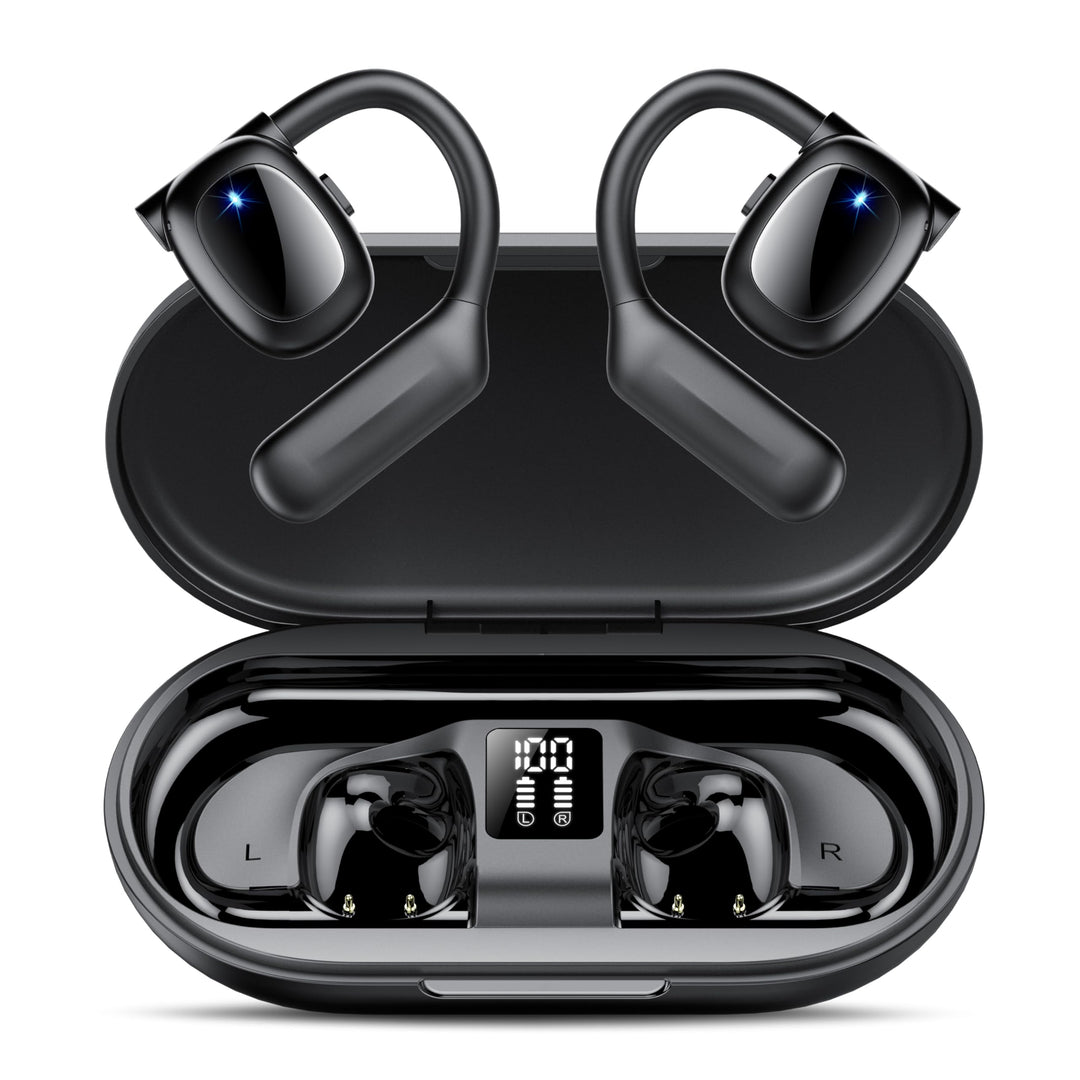 Open Ear Kopfhörer Bluetooth 5.3, LED-Anzeig, 75 Stunden Spielzeit, Tiefer Bass Wireless Earbud, Beq