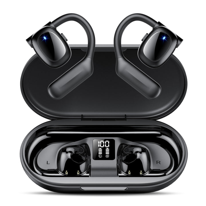 Open Ear Kopfhörer Bluetooth 5.3, LED-Anzeig, 75 Stunden Spielzeit, Tiefer Bass Wireless Earbud, Beq