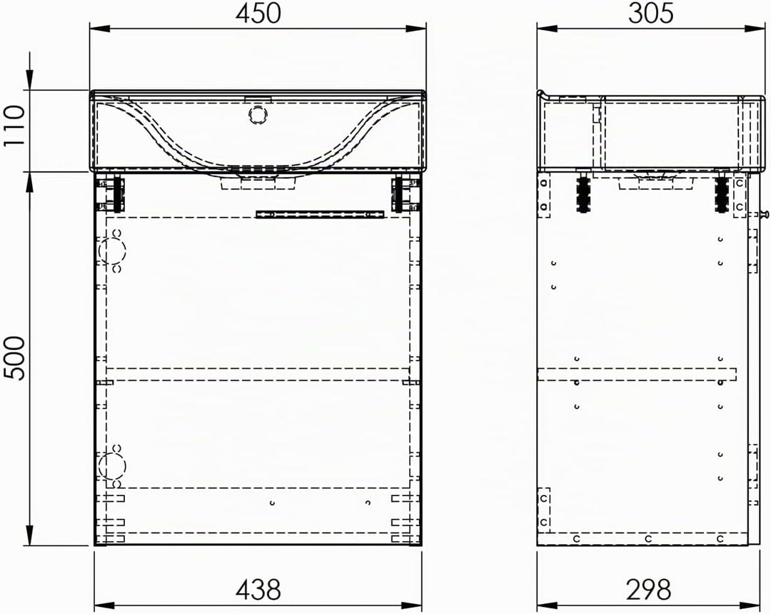 VBChome Badmöbel Set 45 cm Weiss – Waschbecken mit Hängeschrank, Badezimmerschrank mit Waschbeckenun