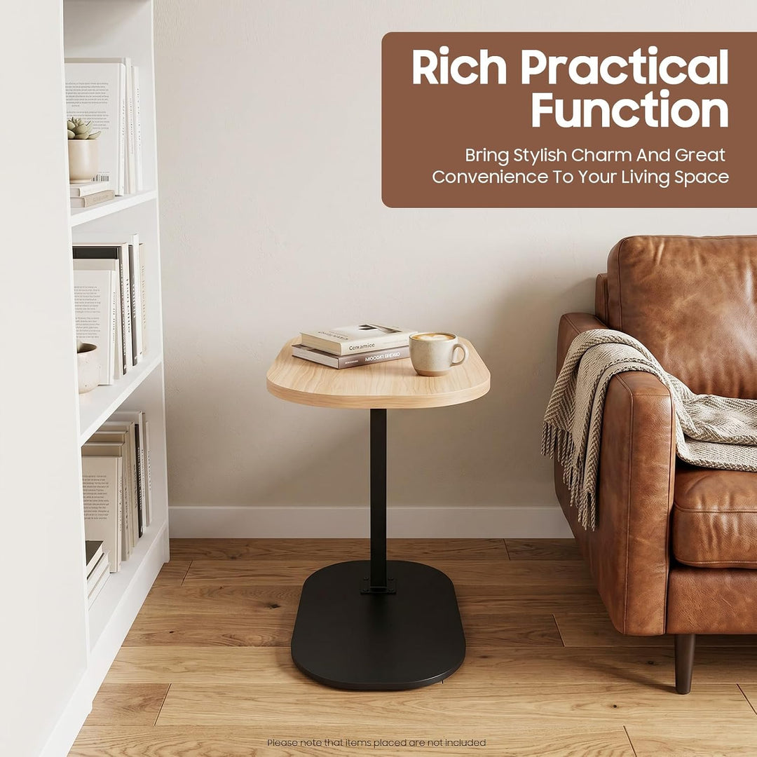 45-80 cm Einstellbare Höhe C Mobiler Schreibtisch, Holz Beistelltische mit Rollen, C-Form Laptoptisc