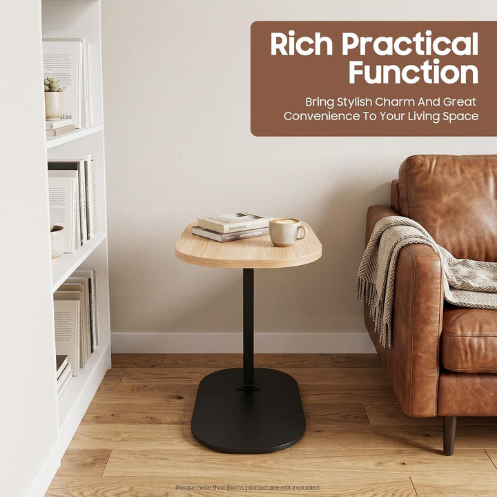 45-80 cm Einstellbare Höhe C Mobiler Schreibtisch, Holz Beistelltische mit Rollen, C-Form Laptoptisc