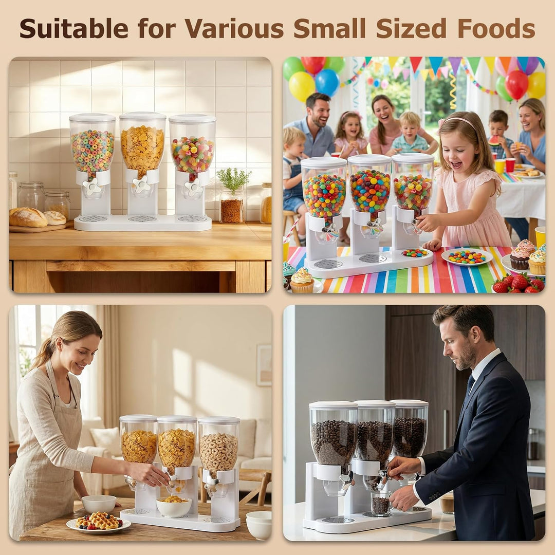 Müslispender & Snack-Dispenser mit 3 Kammern, 6L Gesamtvolumen - Rotierender Getreidebehälter für Co