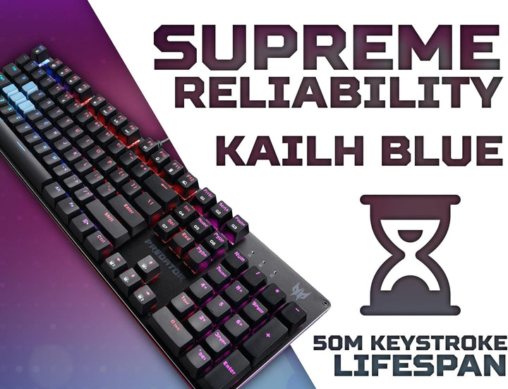 Acer Predator Aethon 303 Kabelgebundene Gaming-Tastatur – Kailh blaue mechanische Schalter,RGB beleu