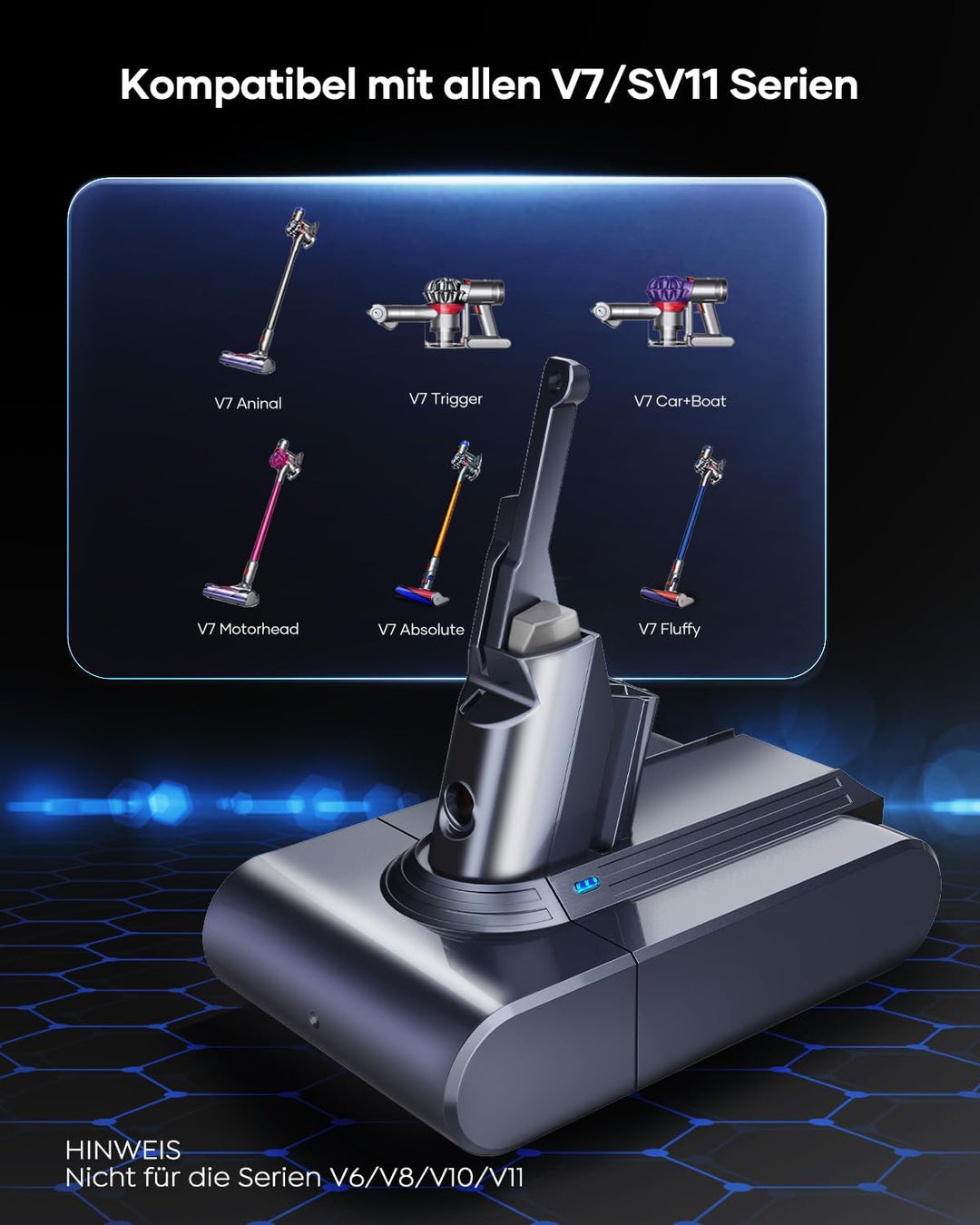 V7 Akku, FLYLINKTECH 6.0Ah V7 Ersatzakku für Dyson V7 SV11 Serie V7 Animal V7 Motorhead Pro V7 Trigg