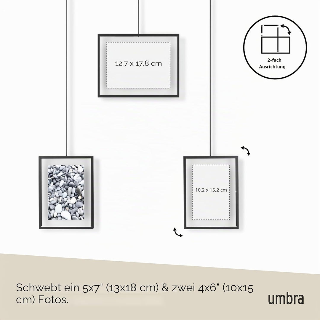 Umbra Exhibit Foto Collage Bilderrahmen – Flexibles Bilderrahmen-Set zur Horizontalen und Diagonalen