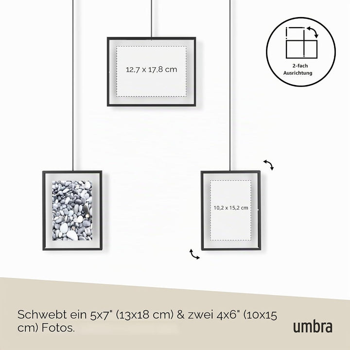 Umbra Exhibit Foto Collage Bilderrahmen – Flexibles Bilderrahmen-Set zur Horizontalen und Diagonalen