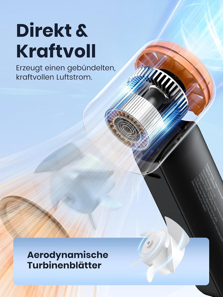 Warmco Tragbarer Handventilator, 5000 mAh, wiederaufladbarer Mini-Reiseventilator, persönlicher Hand