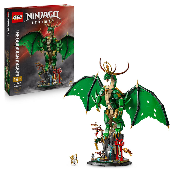 LEGO NINJAGO Wächterdrache Bauset - Mit Drachenfigur, Meister Wu Minifigur & Ständer – Bauspielset f