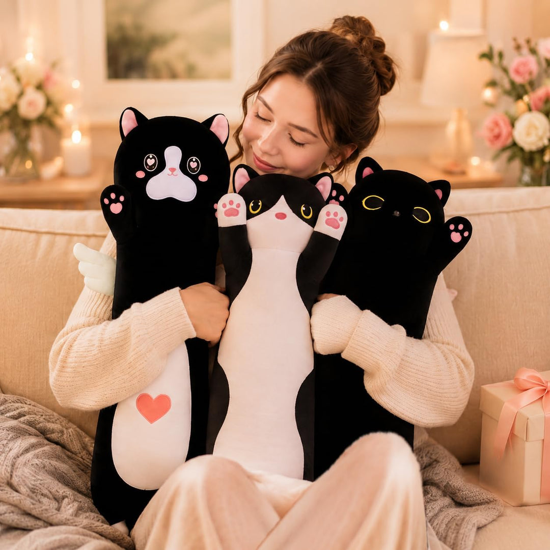 SNOWOLF Angell Cat Kuscheltier Katze Weiches Cute Plüsch Katzenkissen Seitenschläferkissen Kinder Er