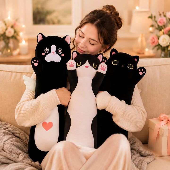 SNOWOLF Angell Cat Kuscheltier Katze Weiches Cute Plüsch Katzenkissen Seitenschläferkissen Kinder Er