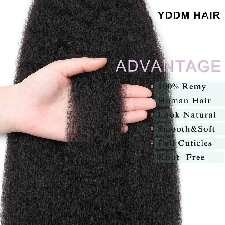 YDDM 16 Zoll Tape Extensions Echthaar 40 Stück 80g Schwarze Frauen Kinky Straight Tape In HaarverläN