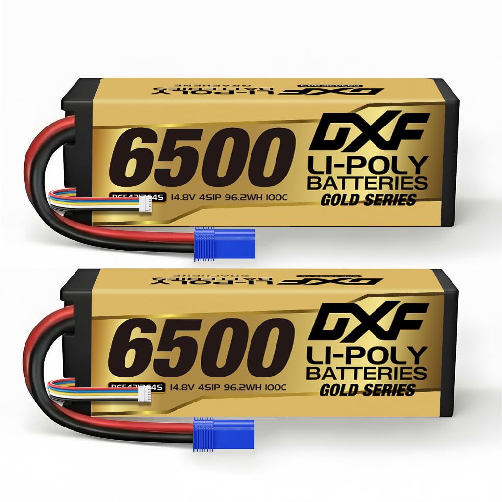 DXF 2 Stück 4S 14,8 V 6500 mAh 100C RC Lipo Akku Hard Case EC5 Anschluss für RC 1/8 Buggy Truggy Car