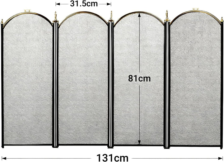 Amagabeli Grosser Gold Kaminschutzgitter Funkenschutz 4 Panel Verziert Schmiedeeisen Schwarz Metall