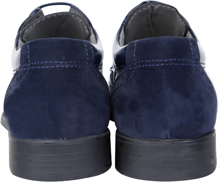 SIRRI Jungen Wildleder Lackschuhe Schnürschuhe Brogue formelle Hochzeitsschuhe 24 EU Marineblau, 24