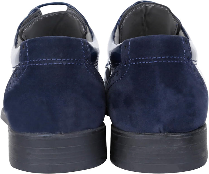 SIRRI Jungen Wildleder Lackschuhe Schnürschuhe Brogue formelle Hochzeitsschuhe 24 EU Marineblau, 24