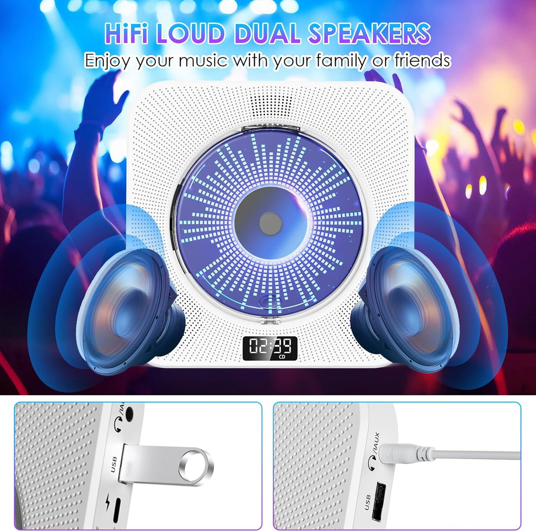 Gueray CD Player Kinder Radio mit CD Player Bluetooth CD Player mit Lautsprecher Frontanzeige Fernbe