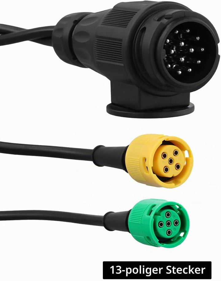 QWORK® 5 Meter Kabelsatz für Anhänger, 13-polig Stecker auf 2X 5-polig Stecker, für Anhängerbeleucht
