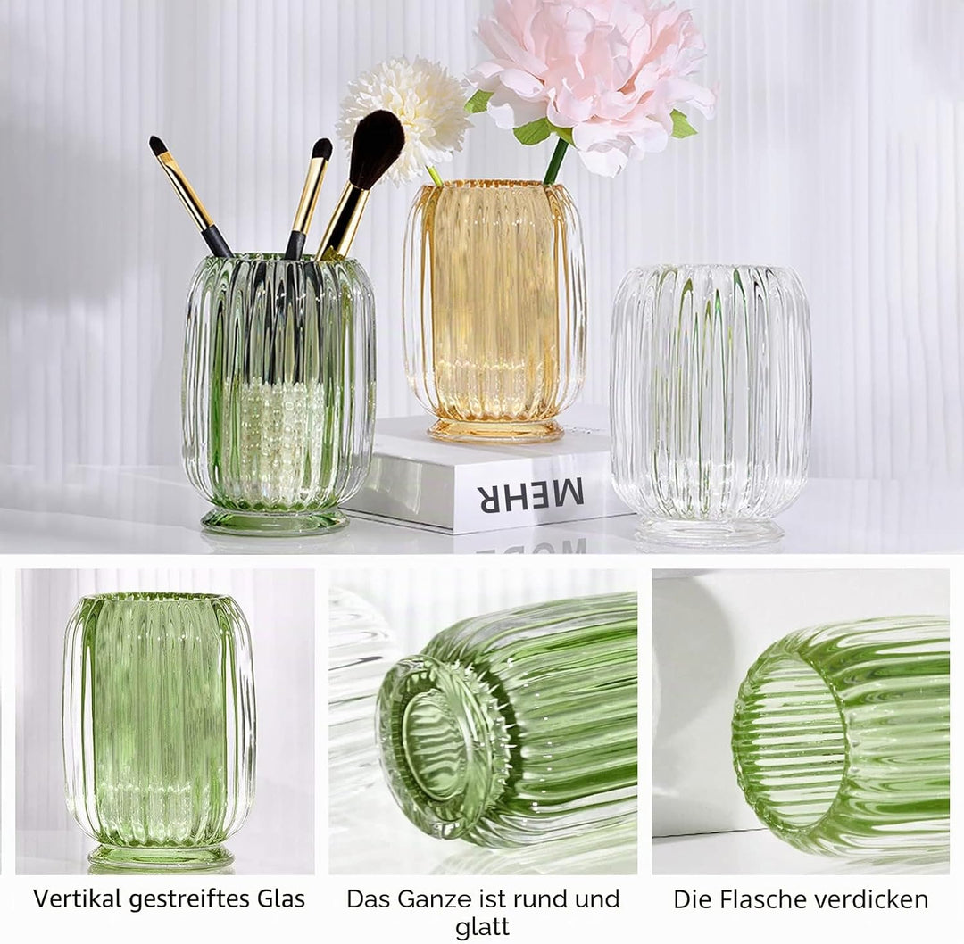 DASITON Make up Pinsel Aufbewahrung,Pinselhalter Kosmetik Aufbewahrung aus Glas,Kristall Pinselhalte