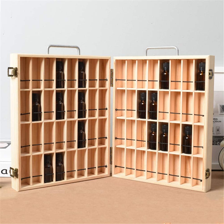 CHSEEO Ätherisches Öl Display Box Halter Organisator Aufbewahrungsbox 72 Löcher Holzbox Kann Nagella