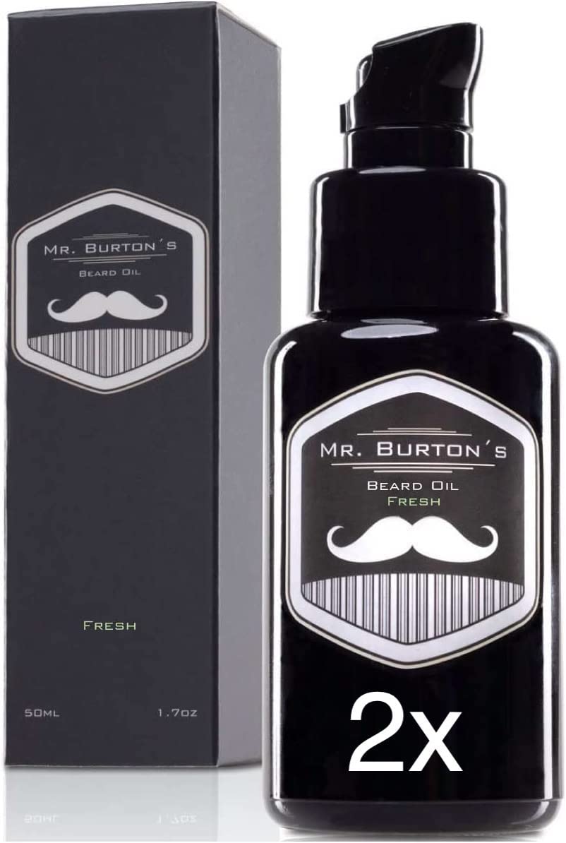 Doppelpack Bartöl - Mr. Burton´s Beard Oil - FRESH - 2x50 ml Bart Öl für die Bartpflege - 100% natür