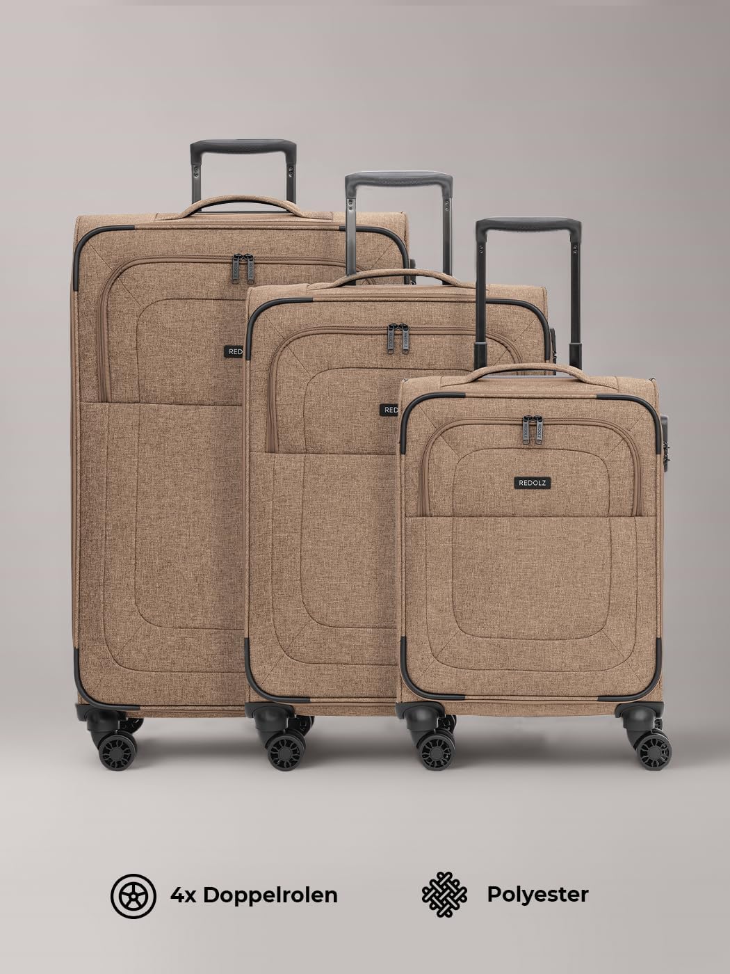 REDOLZ Koffer-Set 3-teilig für Damen & Herren | leichte & stabile Reise-Trolleys, hochwertiges Softc