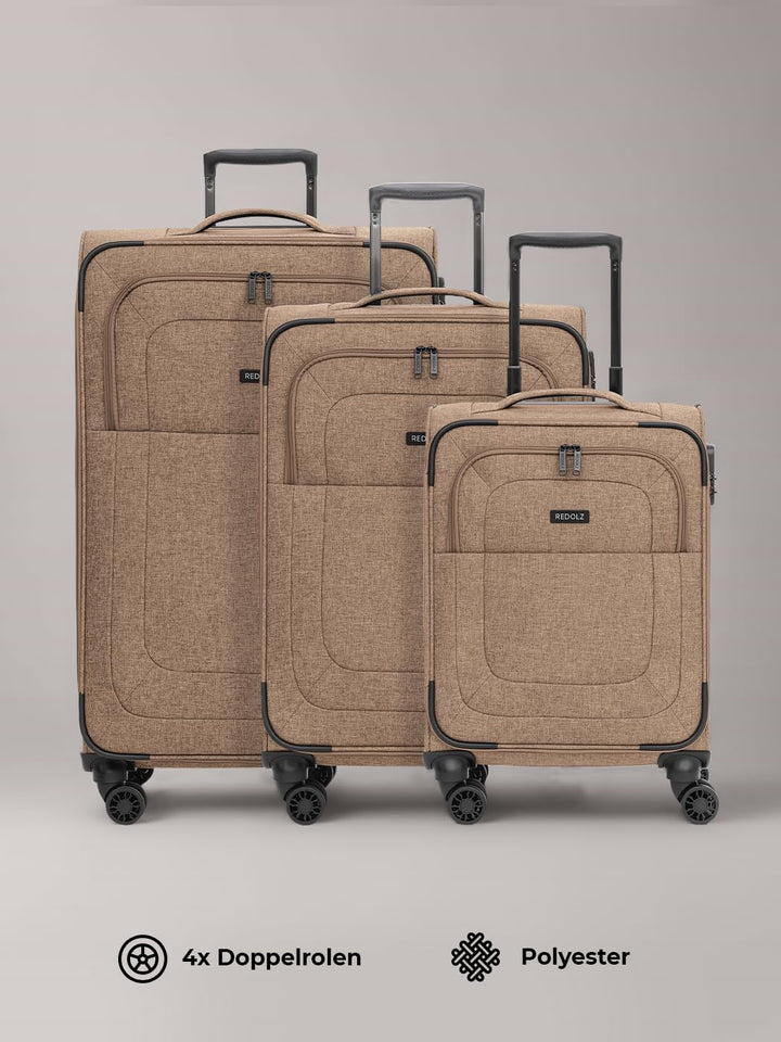 REDOLZ Koffer-Set 3-teilig für Damen & Herren | leichte & stabile Reise-Trolleys, hochwertiges Softc