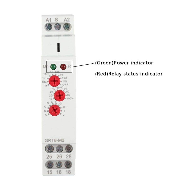 Multifunktionales Verzögerungszeitrelais GRT8-M2, AC/DC 12V-240V Multifunktionales Verzögerungszeitr