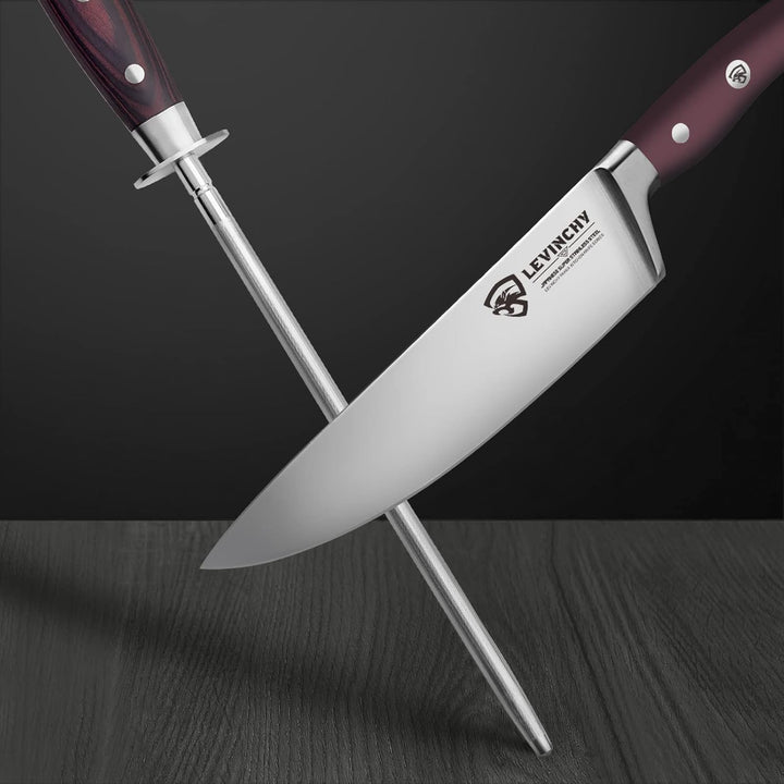 25,4 cm Honstahl mit Pakkawood-Griff, Messerschärfer, professioneller Messerschärfstahl 25,4 Cm Holz