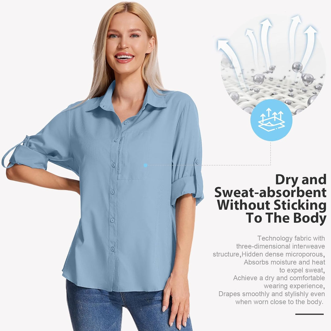 yeyity Damen Hemdbluse UV Schutz Langarmshirt Damen Schnell Trocknende Sport Shirts Wandershirt Safa