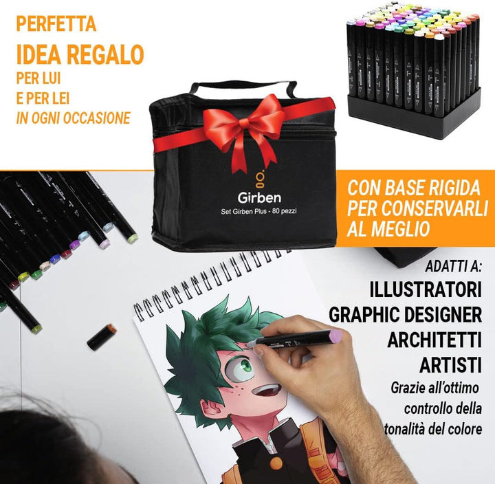 Girben Brush Pen Lettering und Blender - 80 professionelle Marker zum schnellen Zeichnen