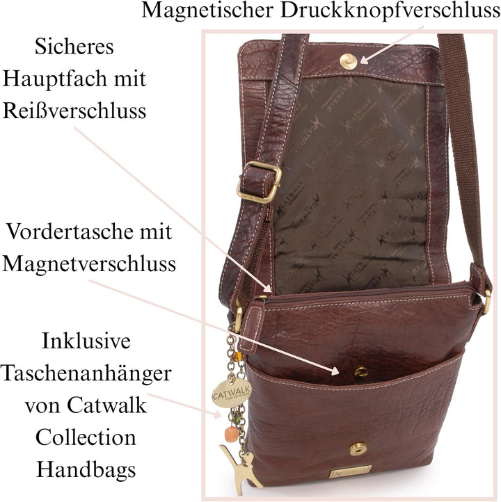 Catwalk Collection Handbags - Leder - Damen Leder Umhängetasche/Handtasche/Messenger/Schultertasche