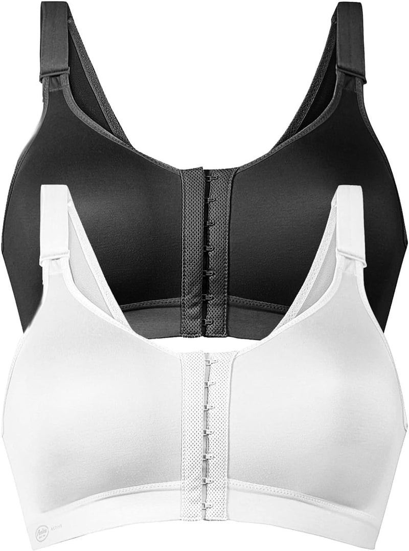 Anita 2er Pack Sport-BH Frontline Open 5523 Gr. 70-100 A-E 75D Schwarz/Weiss, 75D Schwarz/Weiss