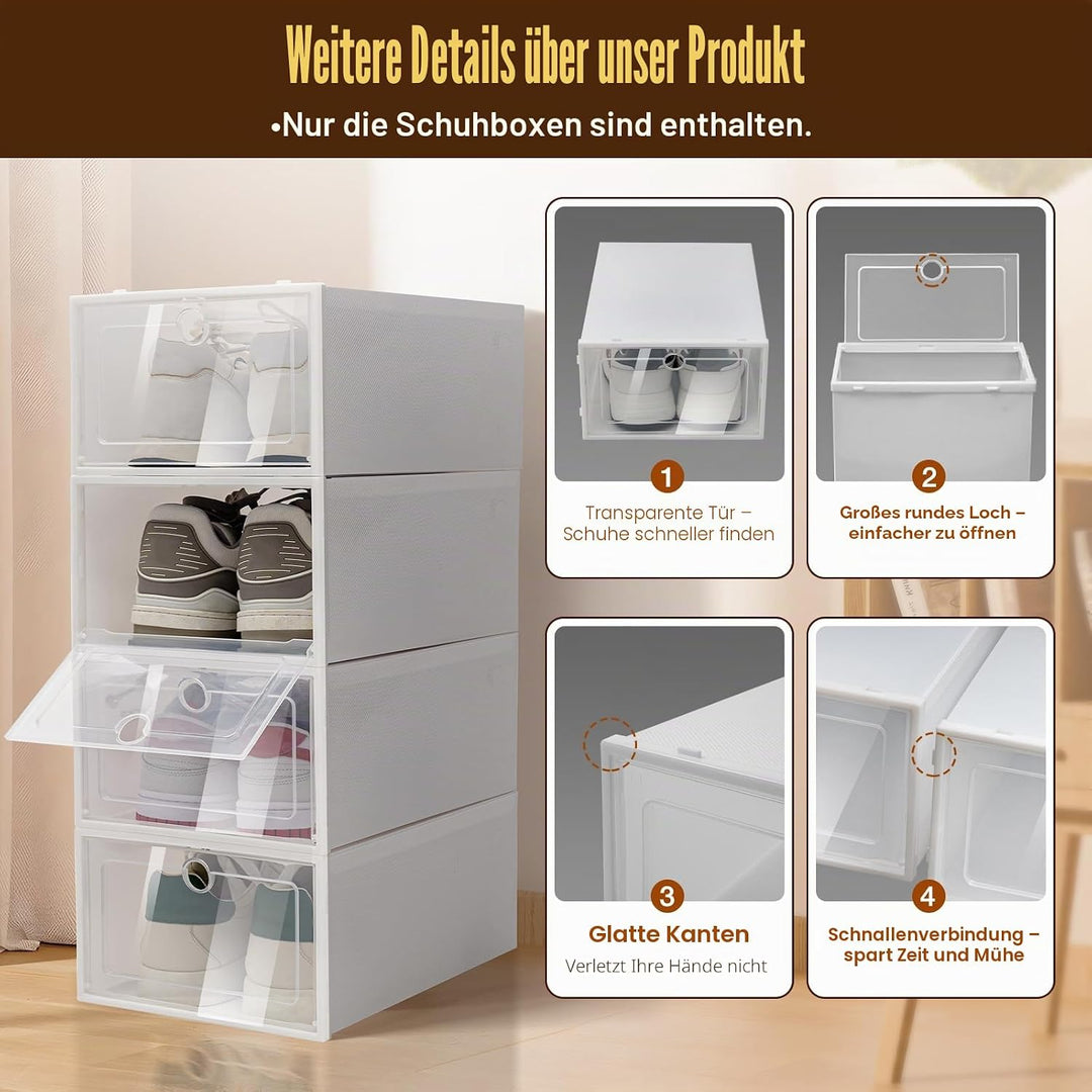 20/24 Stück Schuhbox, Schuhaufbewahrung Kunststoffbox, Aufbewahrung Stapelbar, schuhkarton durchsich
