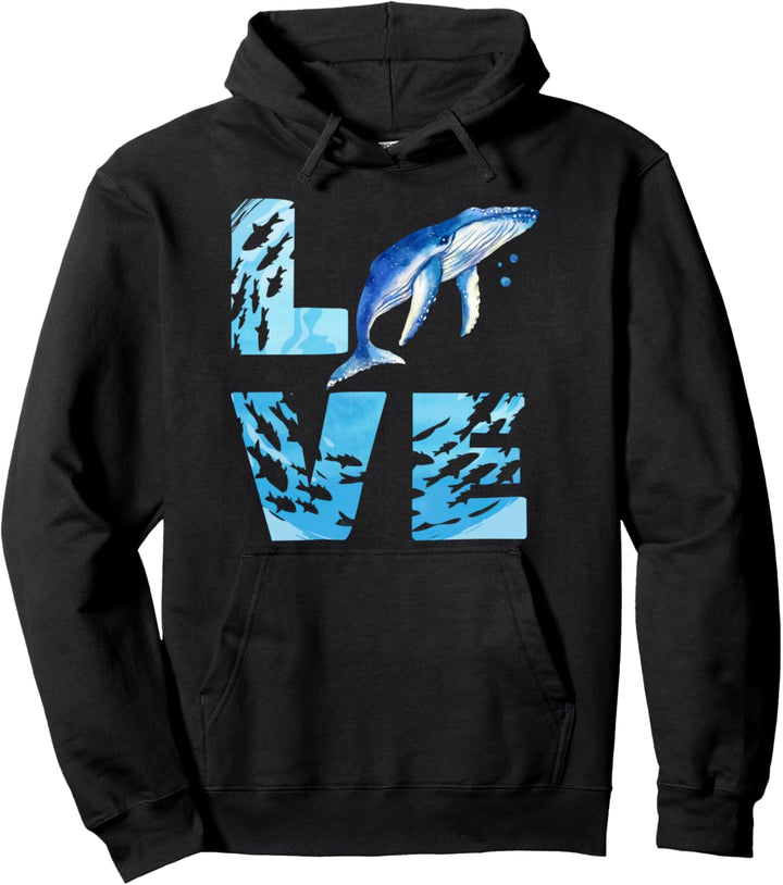 LOVE Blauwal Wal Meerestiere Wale Pullover Hoodie