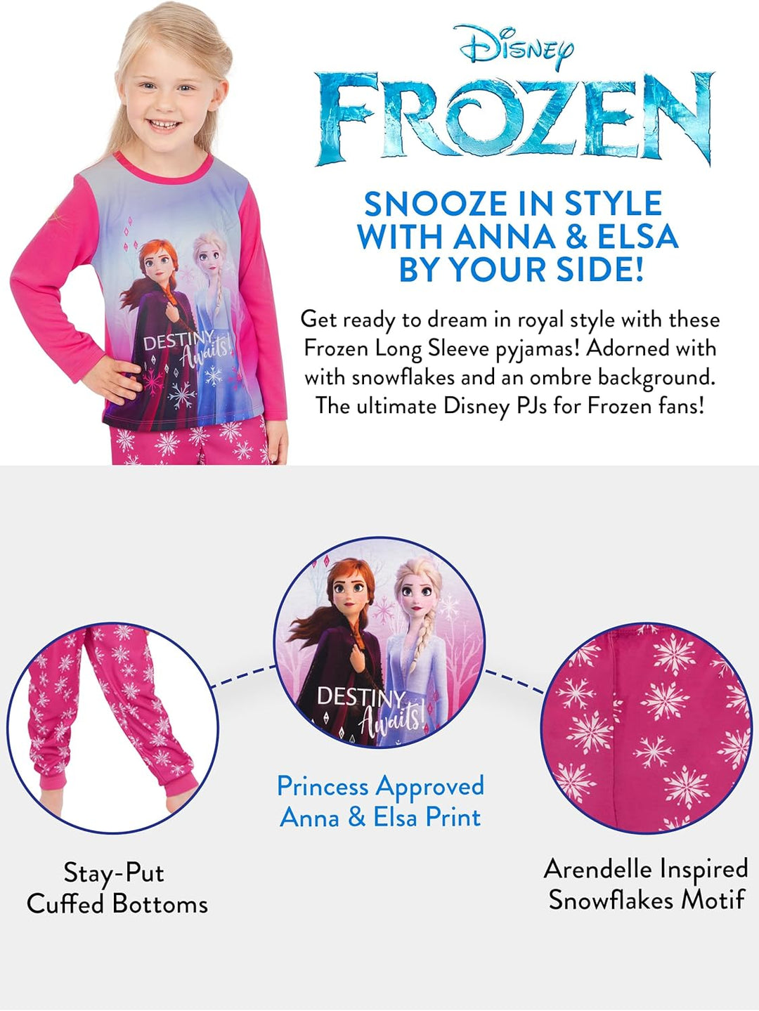 Disney Mädchen Schlafanzug Frozen 140 Rosa, 140 Rosa