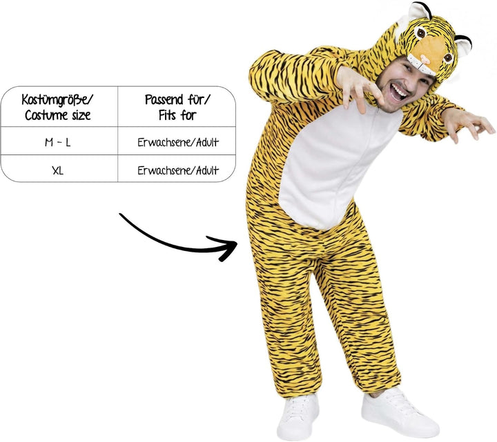 Tiger-Kostüm, An28 XL, für Erwachsen-e Männer Frau-en, Wild-Katze Katzen Kostüm-e Fasching Karneval