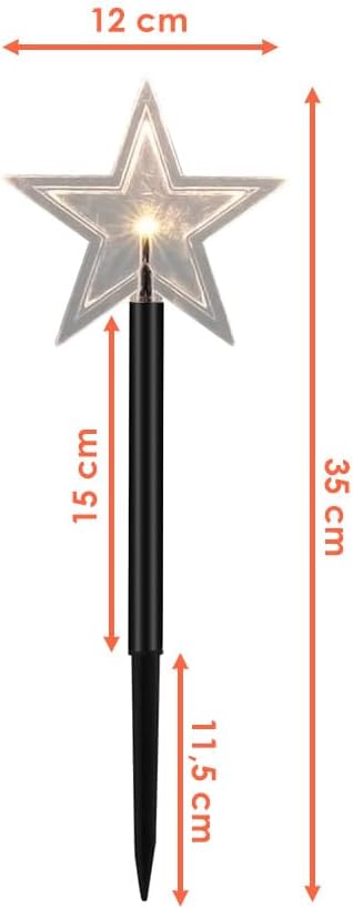 Spetebo LED Garten Leuchtstäbe Stern 35 cm - 5er Set mit Batterie und Timer - Gartenstecker Balkon W