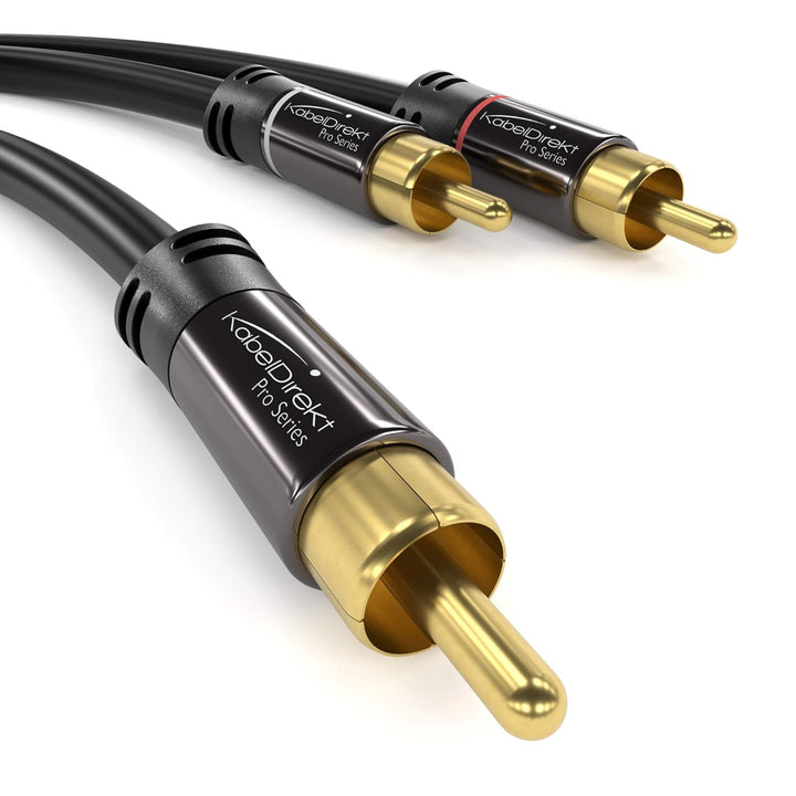 KabelDirekt – 5 m – Cinch-Y-Kabel, 1 Cinch auf 2 Cinch, Stereo-Audiokabel (Koax-Kabel, RCA-Stecker/S
