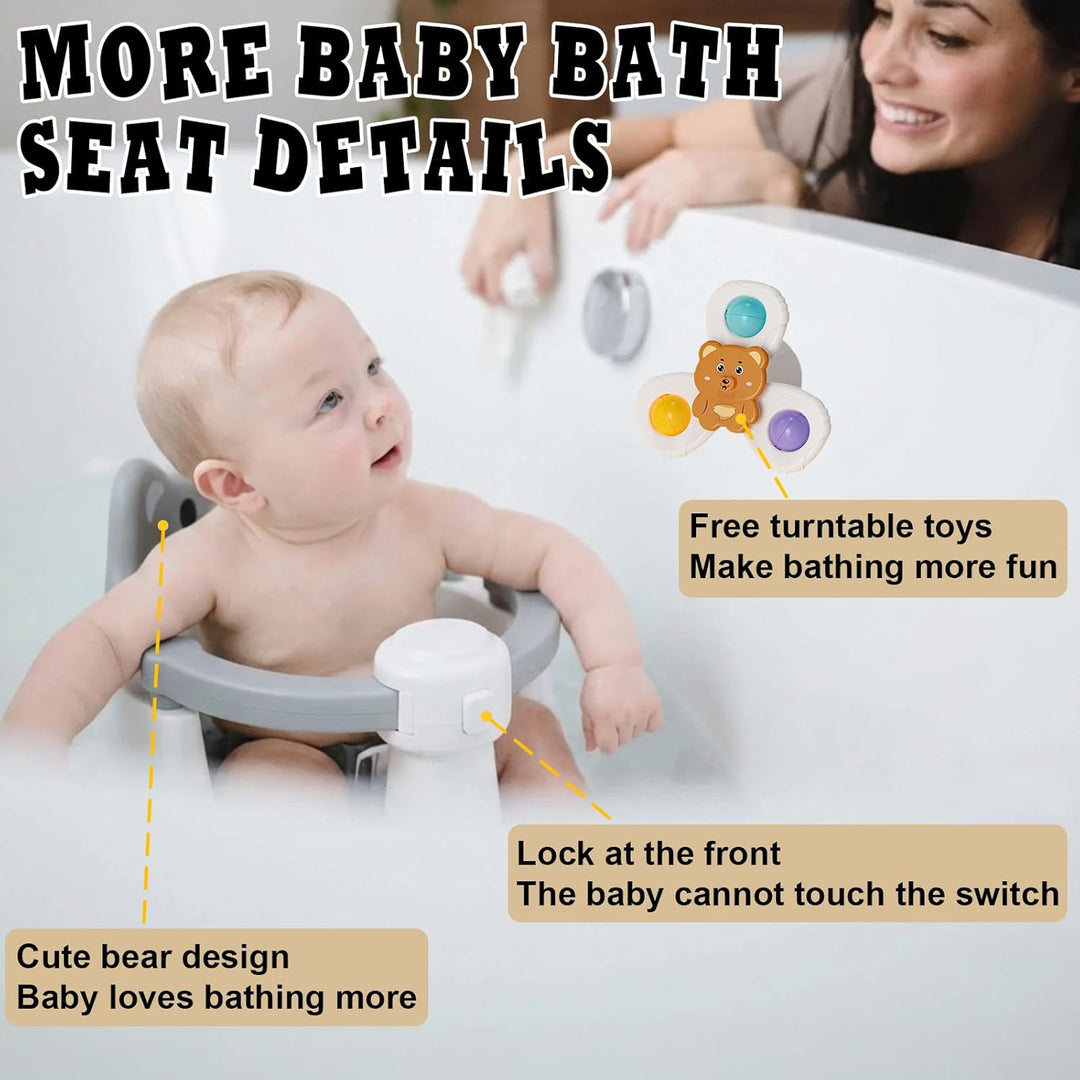 Baby Badewannensitz,Baby Badesitz ab 6 Monate,Bär Rutschfester Badesitz Baby mit 4 Saugnäpfen,360°Ru