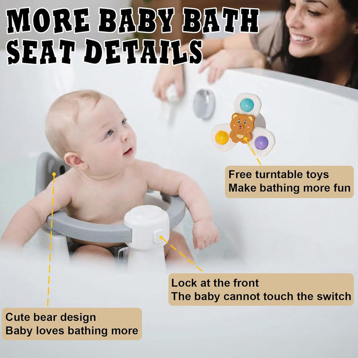 Baby Badewannensitz,Baby Badesitz ab 6 Monate,Bär Rutschfester Badesitz Baby mit 4 Saugnäpfen,360°Ru