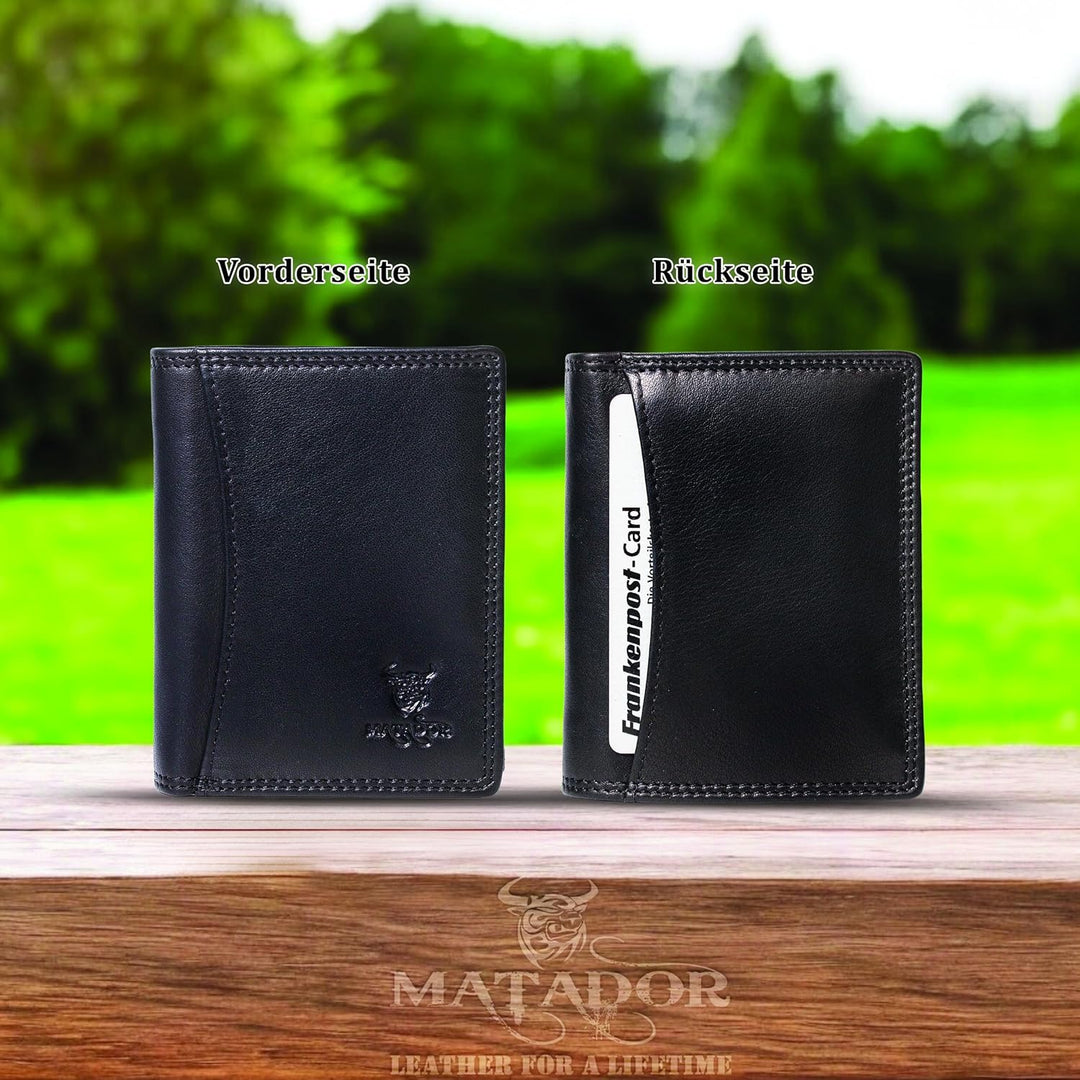 MATADOR Kleines RFID Blocker Portemonnaie Herren Klein Leder | Kleine Geldbörse Herren Slim Wallet m