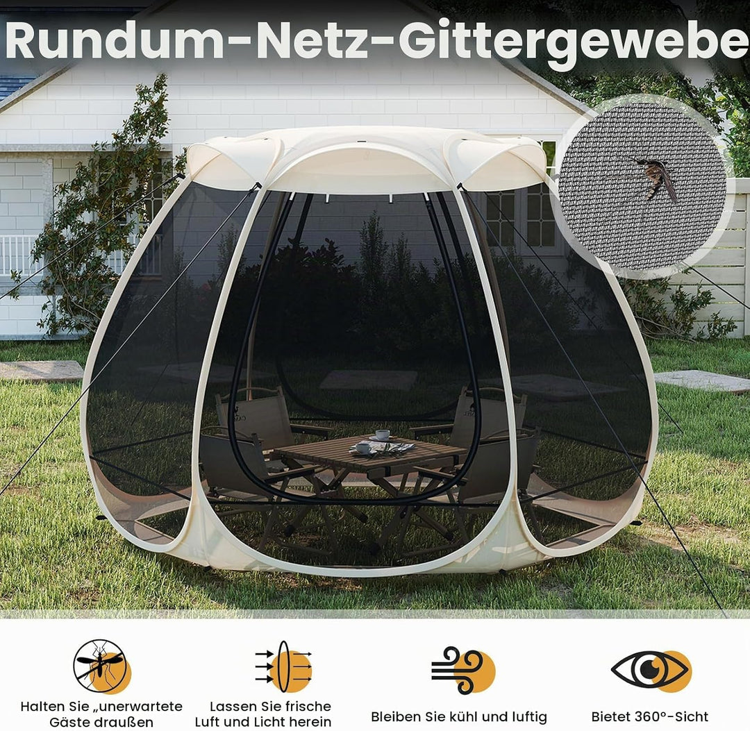 FANTASK Pop-Up-Zelt, faltbares Pavillon mit Rundum-Mesh &amp; Tragetasche &amp; Sonnendach, Sonnenschutzzelt