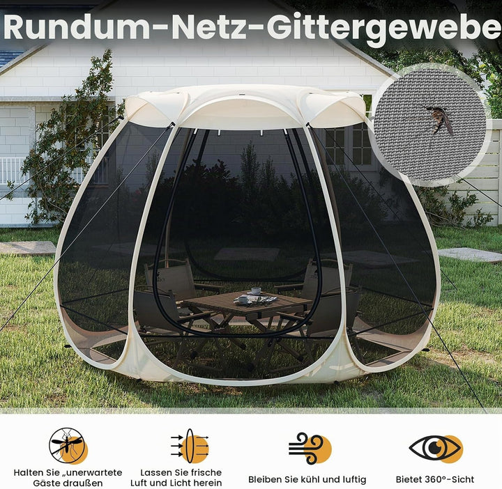 FANTASK Pop-Up-Zelt, faltbares Pavillon mit Rundum-Mesh &amp; Tragetasche &amp; Sonnendach, Sonnenschutzzelt