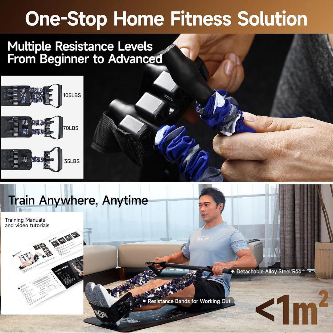 INNSTAR Tragbares Bankdrücken Widerstandsbänder mit Stange, Verstellbare Bench Press Resistance Band