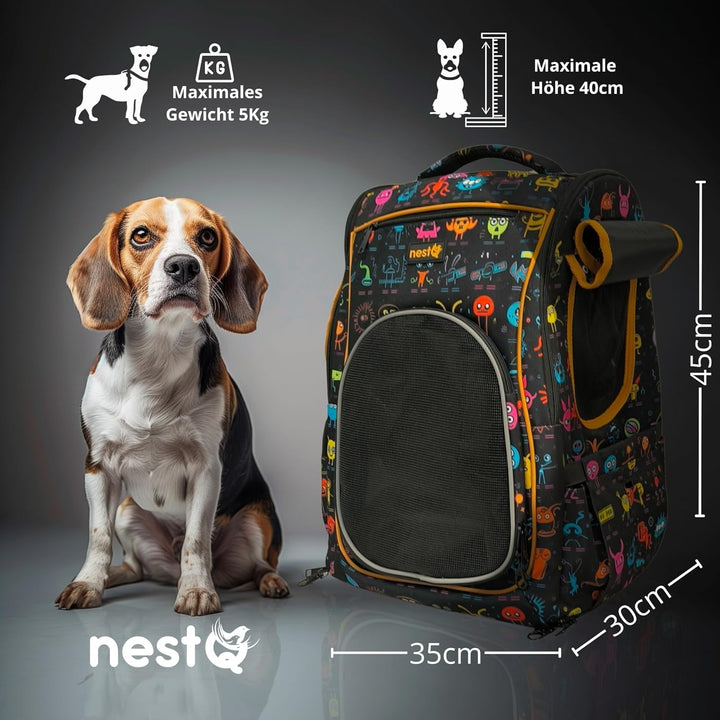 Rucksack für Hunde und Katzen, Maxim 5kg, Ergonomischer Träger mit Belüftung, Transport-Rucksack, Pa